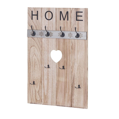 Wandkapstok MCW-C89 Home, kapstok paneel kapstok, shabby look vintage, 8 haken 91x60cm ~ natuurlijk bruin