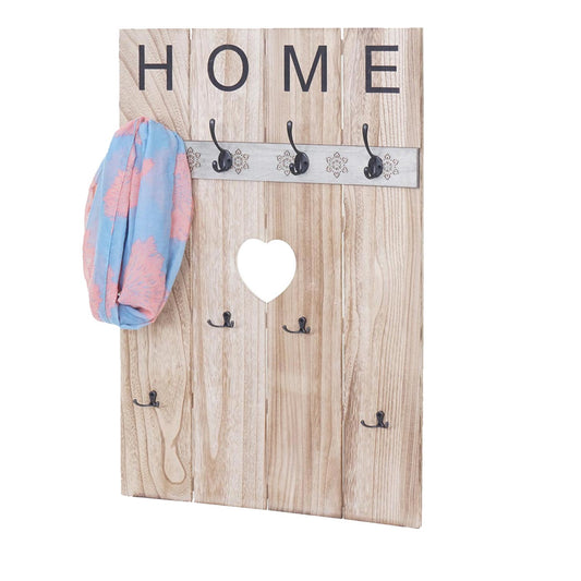 Wandkapstok MCW-C89 Home, kapstok paneel kapstok, shabby look vintage, 8 haken 91x60cm ~ natuurlijk bruin