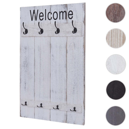 Wandkapstok MCW-C89 Welkom, kapstok, kapstokpaneel, shabby look vintage, 91x60cm ~ wit, shabby