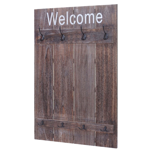 Wandkapstok MCW-C89 Welkom, kapstokpaneel, shabby look vintage, 91x60cm ~ bruin, shabby