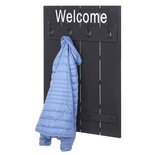 Wandkapstok MCW-C89 Welkom, kapstokpaneel, shabby look vintage, 91x60cm ~ donkergrijs, shabby