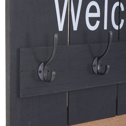 Wandkapstok MCW-C89 met prikbord, kapstokpaneel, shabby look vintage, 8 haken 91x60cm ~ donkergrijs, shabby
