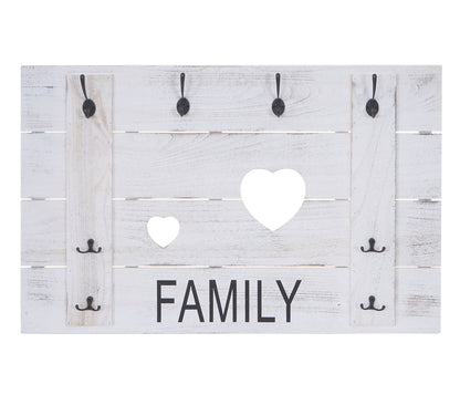 Wandkapstok MCW-C89 Familie, kapstok paneel kapstok, shabby-look vintage, 8 haken 60x90cm ~ wit, shabby