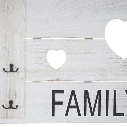 Wandkapstok MCW-C89 Familie, kapstok paneel kapstok, shabby-look vintage, 8 haken 60x90cm ~ wit, shabby