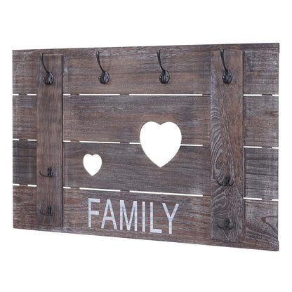 Wandkapstok MCW-C89 Familie, kapstok paneel kapstok, shabby-look vintage, 8 haken 60x90cm ~ bruin, shabby