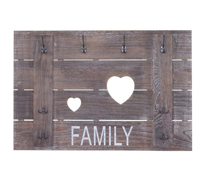 Wandkapstok MCW-C89 Familie, kapstok paneel kapstok, shabby-look vintage, 8 haken 60x90cm ~ bruin, shabby
