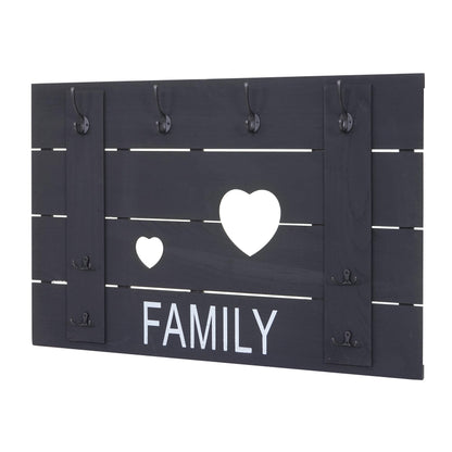 Wandkapstok MCW-C89 Family, kapstok paneel kapstok, shabby-look vintage, 8 haken 60x90cm ~ donkergrijs, shabby