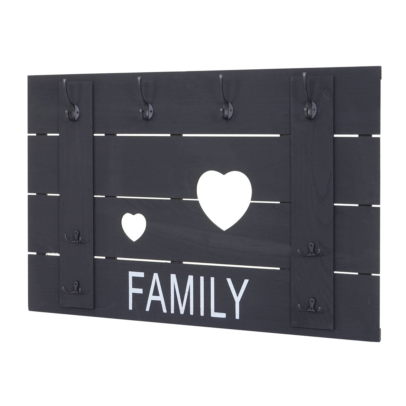 Wandkapstok MCW-C89 Family, kapstok paneel kapstok, shabby-look vintage, 8 haken 60x90cm ~ donkergrijs, shabby