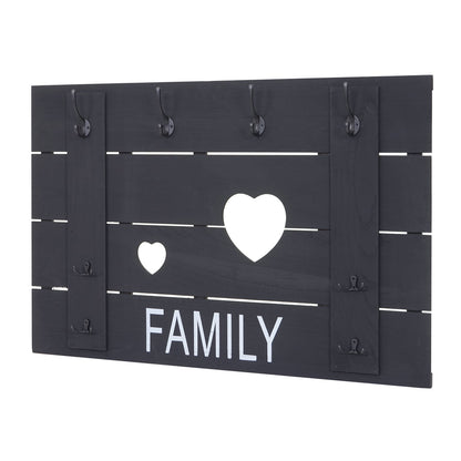 Wandkapstok MCW-C89 Family, kapstok paneel kapstok, shabby-look vintage, 8 haken 60x90cm ~ donkergrijs, shabby