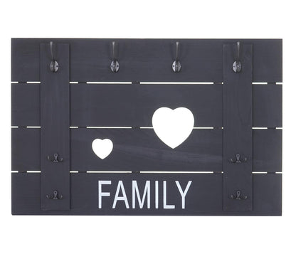 Wandkapstok MCW-C89 Family, kapstok paneel kapstok, shabby-look vintage, 8 haken 60x90cm ~ donkergrijs, shabby