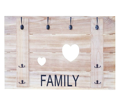 Wandkapstok MCW-C89 Family, kapstok paneel kapstok, shabby look vintage, 8 haken 60x90cm ~ natuurlijk bruin