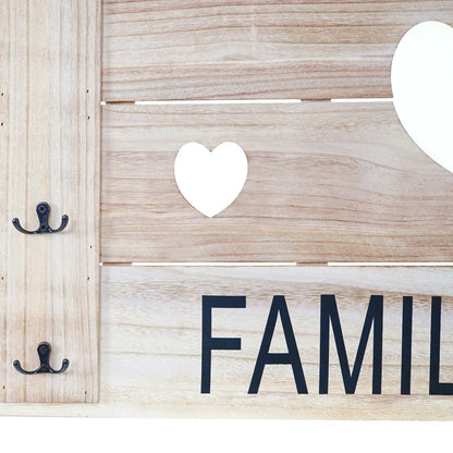 Wandkapstok MCW-C89 Family, kapstok paneel kapstok, shabby look vintage, 8 haken 60x90cm ~ natuurlijk bruin