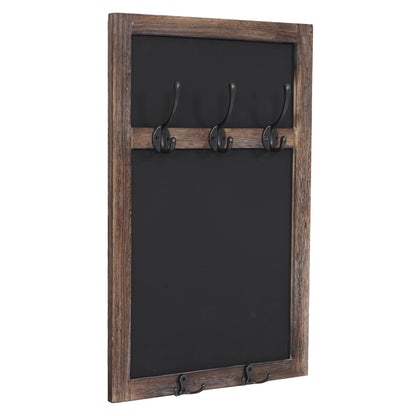 Wandkapstok MCW-C51, kapstok krijtbord, 5 haken 55x34cm ~ bruin, shabby