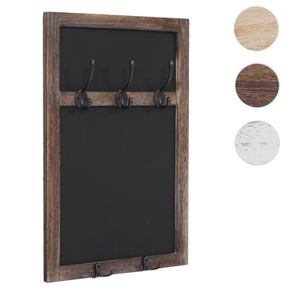 Wandkapstok MCW-C51, kapstok krijtbord, 5 haken 55x34cm ~ bruin, shabby