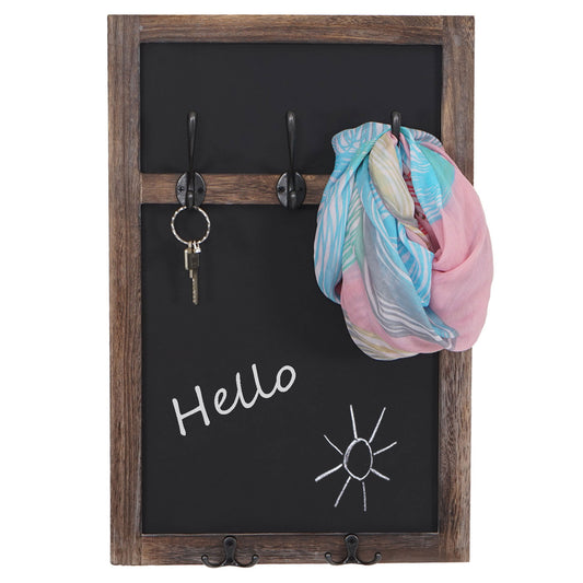 Wandkapstok MCW-C51, kapstok krijtbord, 5 haken 55x34cm ~ bruin, shabby