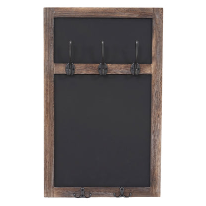 Wandkapstok MCW-C51, kapstok krijtbord, 5 haken 55x34cm ~ bruin, shabby