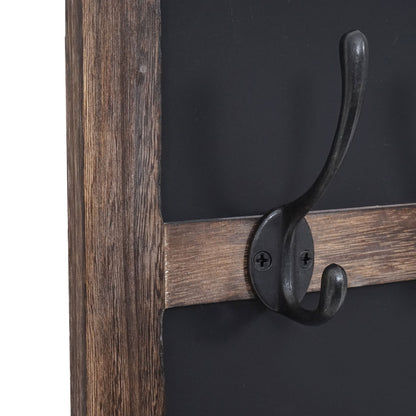 Wandkapstok MCW-C51, kapstok krijtbord, 5 haken 55x34cm ~ bruin, shabby