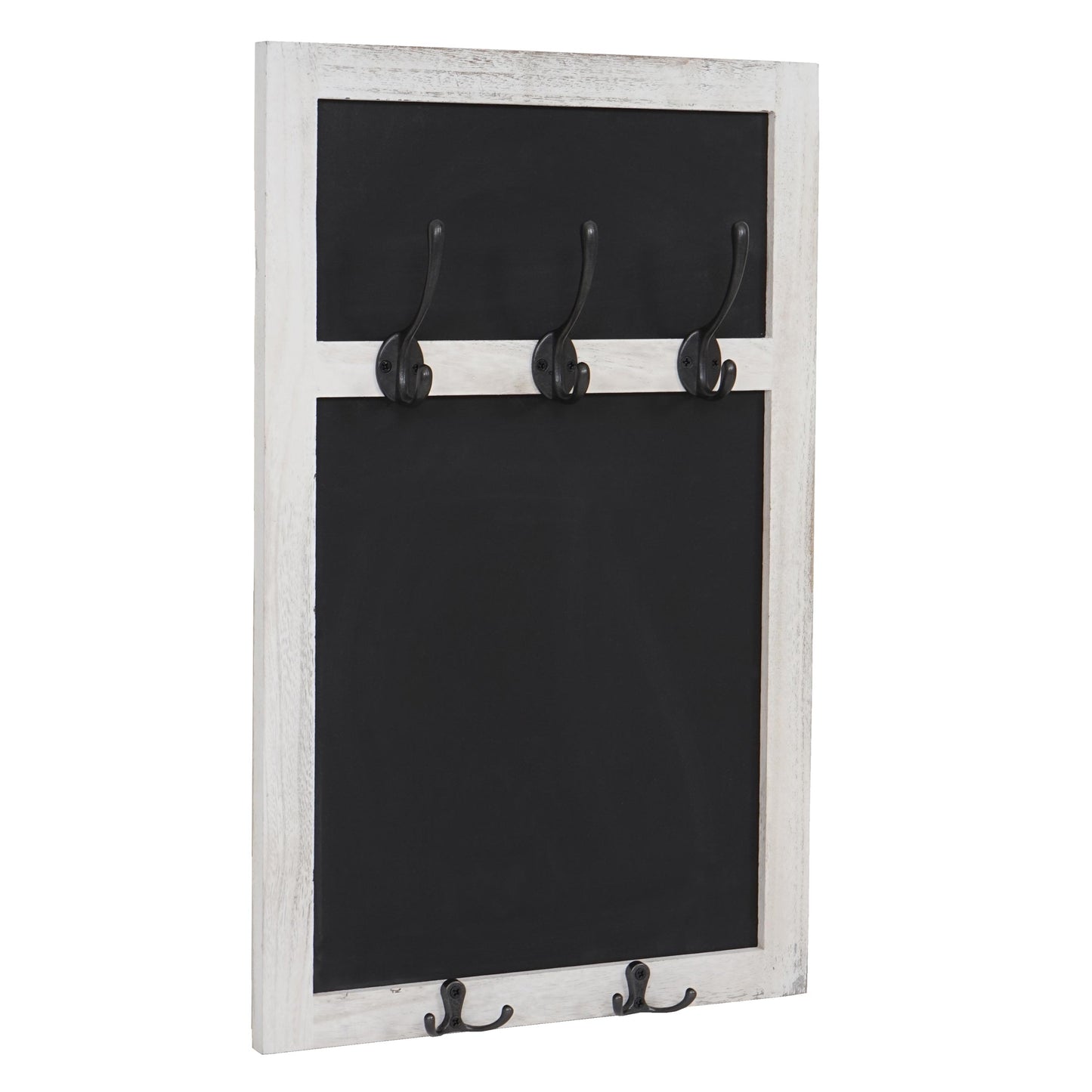 Wandkapstok MCW-C51, kapstok krijtbord, 5 haken 55x34cm ~ wit, shabby