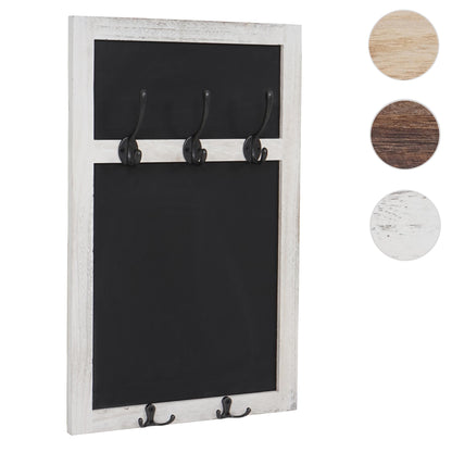 Wandkapstok MCW-C51, kapstok krijtbord, 5 haken 55x34cm ~ wit, shabby