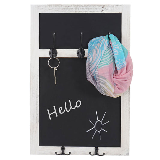 Wandkapstok MCW-C51, kapstok krijtbord, 5 haken 55x34cm ~ wit, shabby