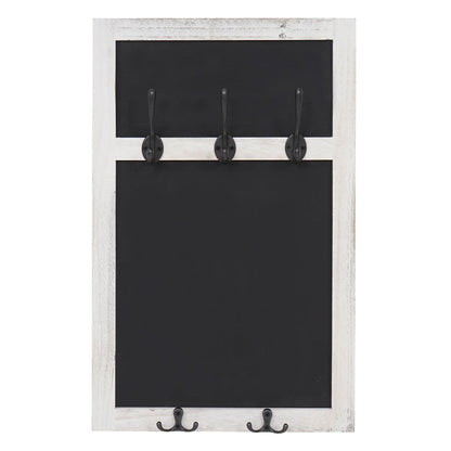 Wandkapstok MCW-C51, kapstok krijtbord, 5 haken 55x34cm ~ wit, shabby