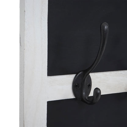 Wandkapstok MCW-C51, kapstok krijtbord, 5 haken 55x34cm ~ wit, shabby