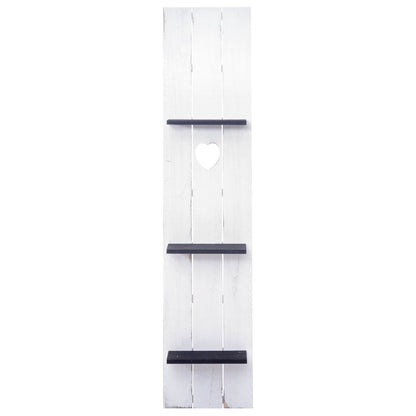 Wandplank MCW-C92, wandpaneel houten plank, 3 niveaus 150x33x13cm massief hout vintage ~ wit/donkergrijs shabby
