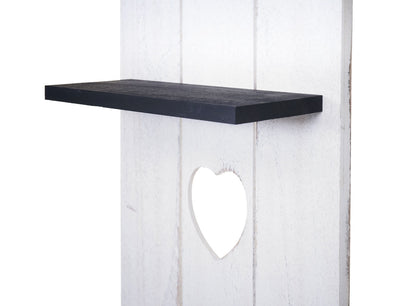 Wandplank MCW-C92, wandpaneel houten plank, 3 niveaus 150x33x13cm massief hout vintage ~ wit/donkergrijs shabby