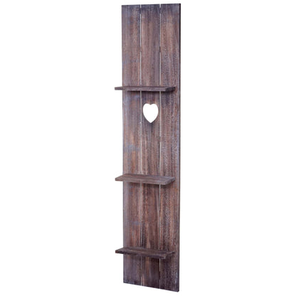 Wandplank MCW-C92, wandpaneel houten plank, 3 niveaus 150x33x13cm massief hout vintage ~ bruin shabby