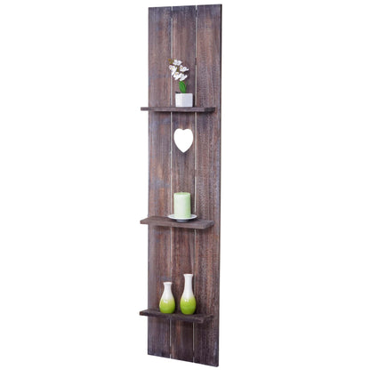 Wandplank MCW-C92, wandpaneel houten plank, 3 niveaus 150x33x13cm massief hout vintage ~ bruin shabby