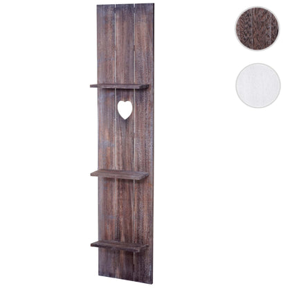 Wandplank MCW-C92, wandpaneel houten plank, 3 niveaus 150x33x13cm massief hout vintage ~ bruin shabby