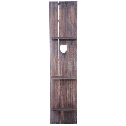 Wandplank MCW-C92, wandpaneel houten plank, 3 niveaus 150x33x13cm massief hout vintage ~ bruin shabby