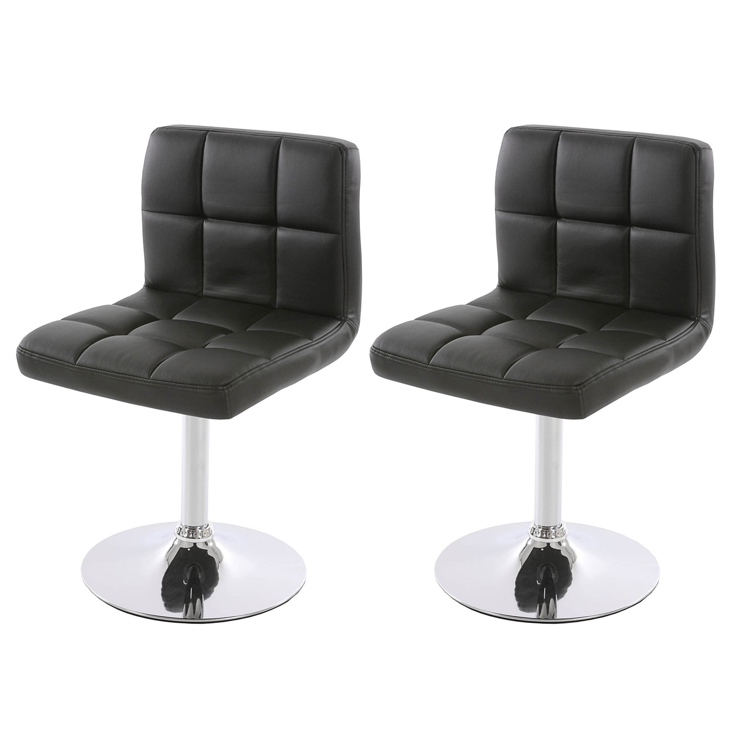 Set van 2 eetkamerstoelen Bureaustoel Stoel Kavala kunstleer chroom ~ zwart