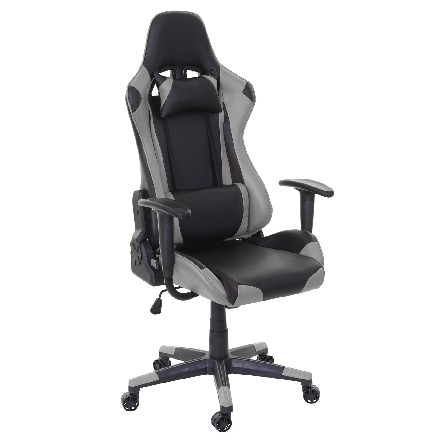 Bureaustoel MCW-D25, bureaustoel gamestoel directiestoel bureaustoel, 150kg belastbaar kunstleer ~ zwart/grijs