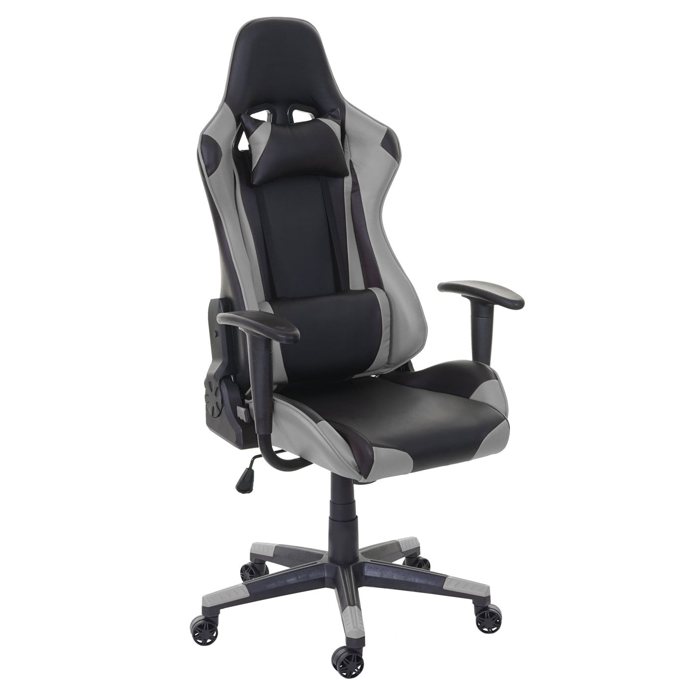 Bureaustoel MCW-D25, bureaustoel gamestoel directiestoel bureaustoel, 150kg belastbaar kunstleer ~ zwart/grijs