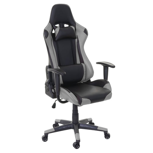 Bureaustoel MCW-D25, bureaustoel gamestoel directiestoel bureaustoel, 150kg belastbaar kunstleer ~ zwart/grijs
