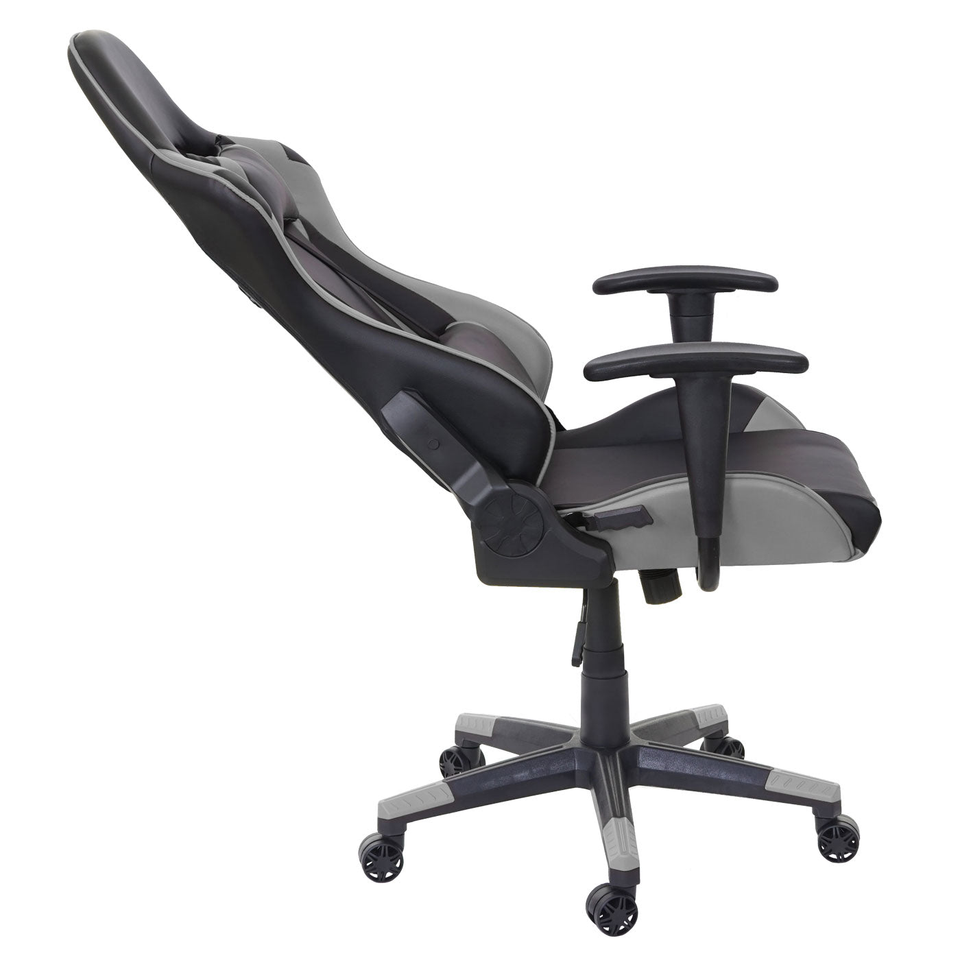 Bureaustoel MCW-D25, bureaustoel gamestoel directiestoel bureaustoel, 150kg belastbaar kunstleer ~ zwart/grijs