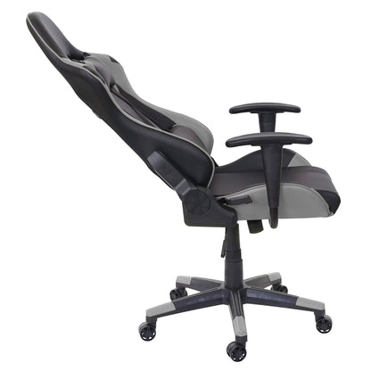Bureaustoel MCW-D25, bureaustoel gamestoel directiestoel bureaustoel, 150kg belastbaar kunstleer ~ zwart/grijs
