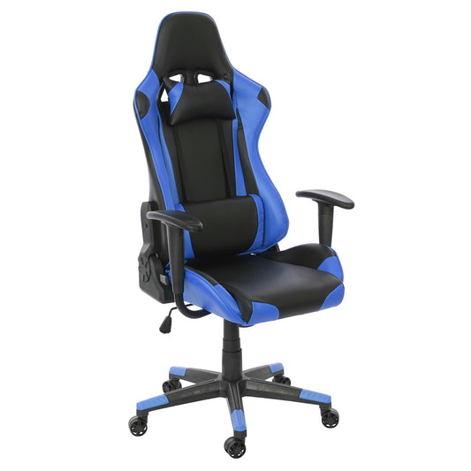 Bureaustoel MCW-D25, bureaustoel gamestoel directiestoel bureaustoel, 150kg draagvermogen kunstleer ~ zwart/blauw