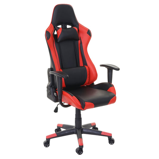 Bureaustoel MCW-D25, bureaustoel gamestoel directiestoel bureaustoel, 150kg belastbaar kunstleer ~ zwart/rood