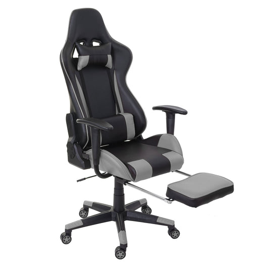 Relax bureaustoel MCW-D25 XXL, bureaustoel gamestoel, 150kg belastbaar voetensteun ~ zwart/grijs