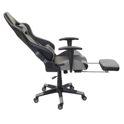 Relax bureaustoel MCW-D25 XXL, bureaustoel gamestoel, 150kg belastbaar voetensteun ~ zwart/grijs