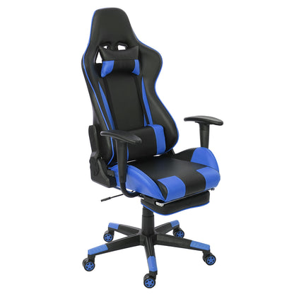 Relax bureaustoel MCW-D25 XXL, bureaustoel gamestoel, 150kg belastbaar voetensteun ~ zwart/blauw