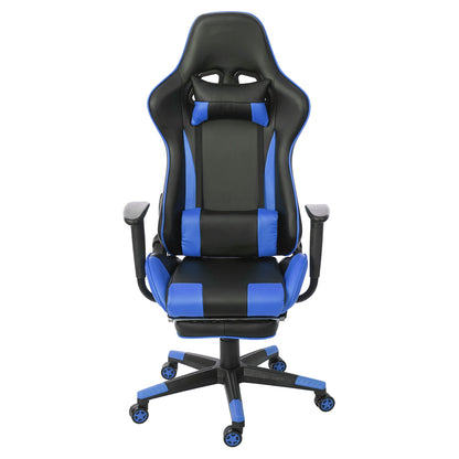 Relax bureaustoel MCW-D25 XXL, bureaustoel gamestoel, 150kg belastbaar voetensteun ~ zwart/blauw
