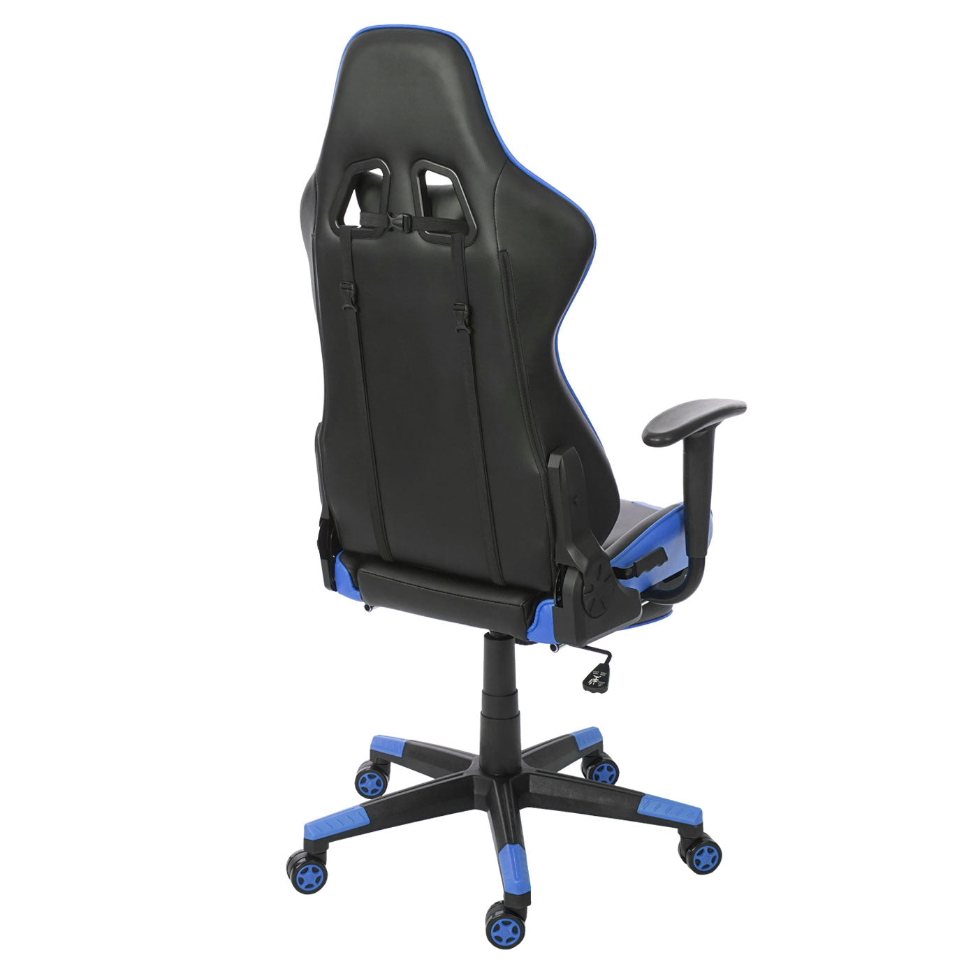 Relax bureaustoel MCW-D25 XXL, bureaustoel gamestoel, 150kg belastbaar voetensteun ~ zwart/blauw