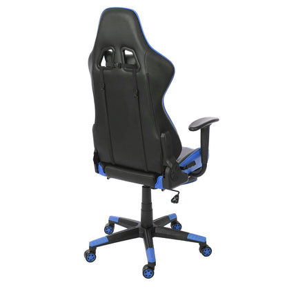 Relax bureaustoel MCW-D25 XXL, bureaustoel gamestoel, 150kg belastbaar voetensteun ~ zwart/blauw