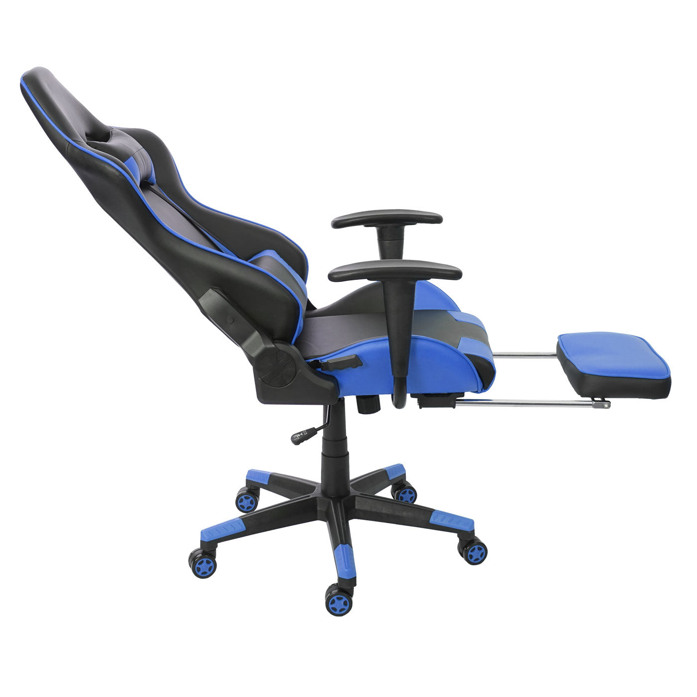 Relax bureaustoel MCW-D25 XXL, bureaustoel gamestoel, 150kg belastbaar voetensteun ~ zwart/blauw