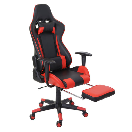 Relax bureaustoel MCW-D25 XXL, bureaustoel gamestoel, 150kg belastbaar voetensteun ~ zwart/rood