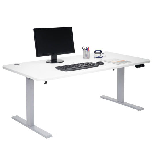 Bureau MCW-D40, computerbureau, elektrisch in hoogte verstelbaar 160x80cm 53kg MVG ~ wit, grijs