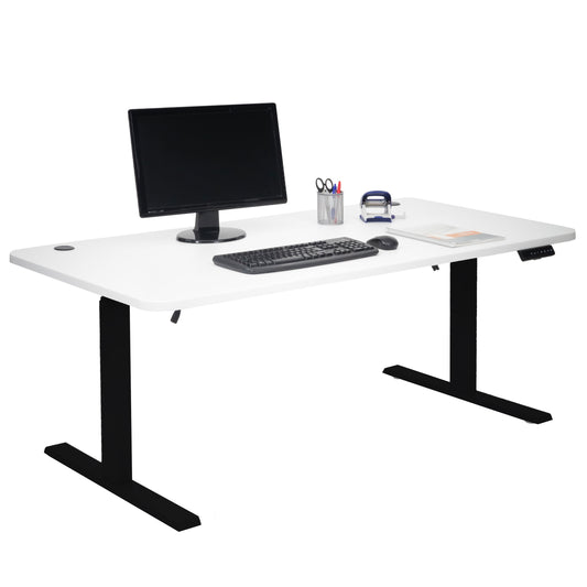 Bureau MCW-D40, computerbureau, elektrisch in hoogte verstelbaar 160x80cm 53kg MVG ~ wit, zwart